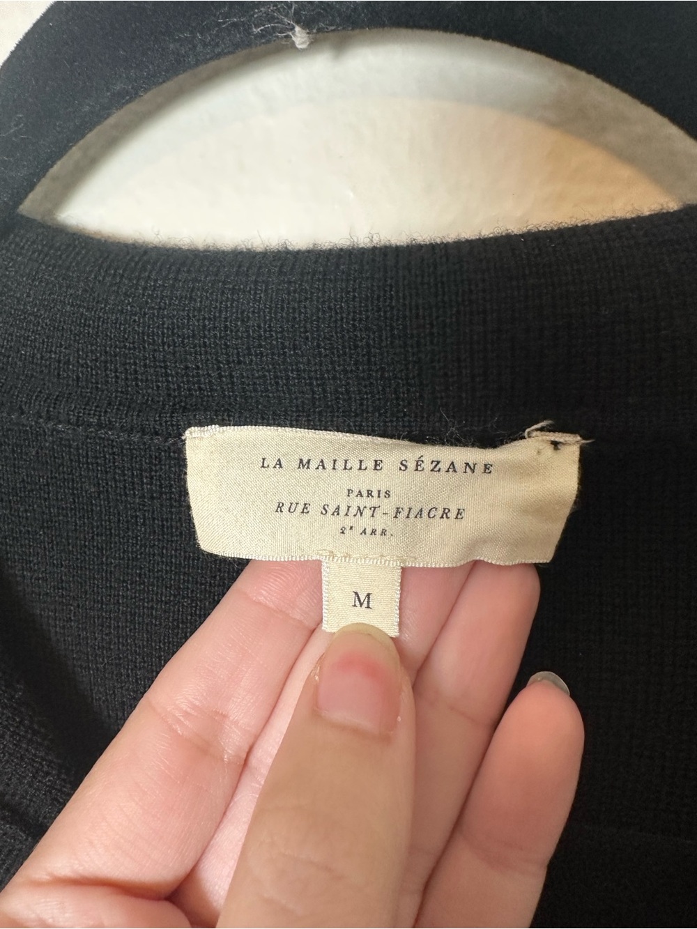Sezane Betty Cardigan Sweater 100% Wool Black Gold Crest Buttons Medium - Picture 6 of 9